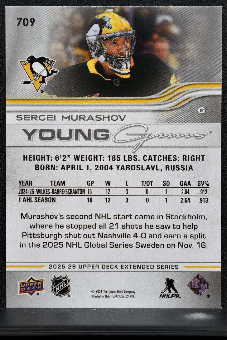 2025-26 Upper Deck Extended Series Young Guns Sergei Murashov Penguins RC 4281
