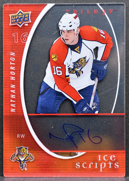 2008-09 Upper Deck Trilogy Ice Scripts Nathan Horton Florida Panthers Auto 7158