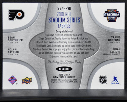 2019-20 SP Game Used Fabrics Quads Couturier/Konecny/Patrick/Elliott Jersey 7925