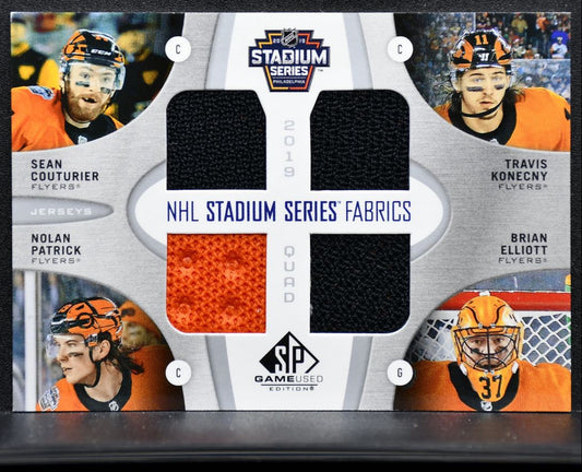 2019-20 SP Game Used Fabrics Quads Couturier/Konecny/Patrick/Elliott Jersey 7925