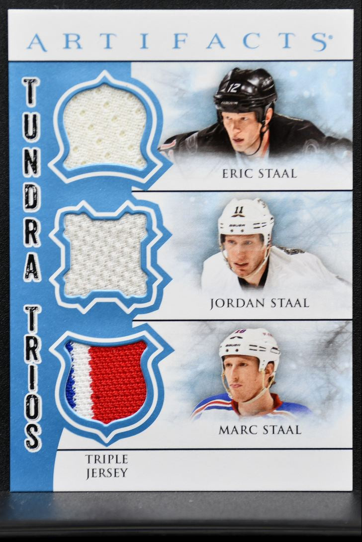 2012-13 UD Artifacts Tundra Trios Jerseys Blue Staal/Staal/Staal Jersey 7413