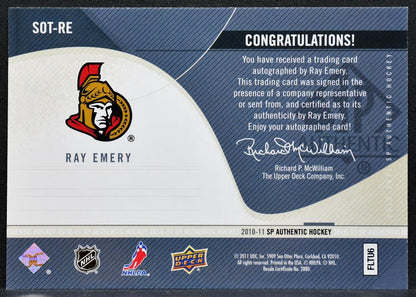 2010-11 SP Authentic Sign of the Times Ray Emery SOT-RE Senators Auto 7828