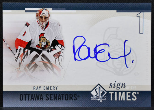 2010-11 SP Authentic Sign of the Times Ray Emery SOT-RE Senators Auto 7828