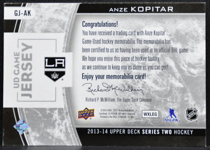 2013-14 Upper Deck Game Jerseys Anze Kopitar GJ-AK Los Angeles Kings Jersey 4606