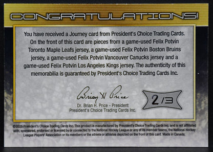 2025-26 President's Choice Journey Felix Potvin 2/3 Patch 6928