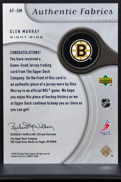 2005-06 SP Game Used Authentic Fabrics Glen Murray Boston Bruins Jersey 7047