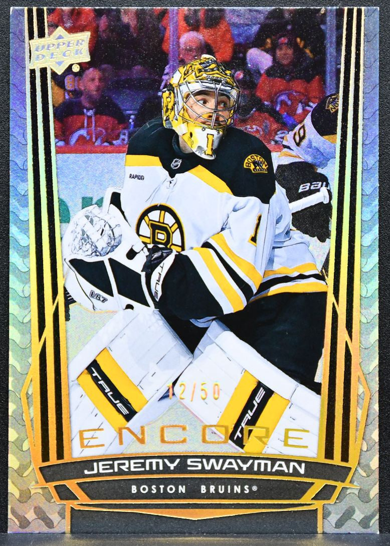 2025-26 Upper Deck Series 2 Encore Gold Jeremy Swayman E-114 Bruins 12/50 5190