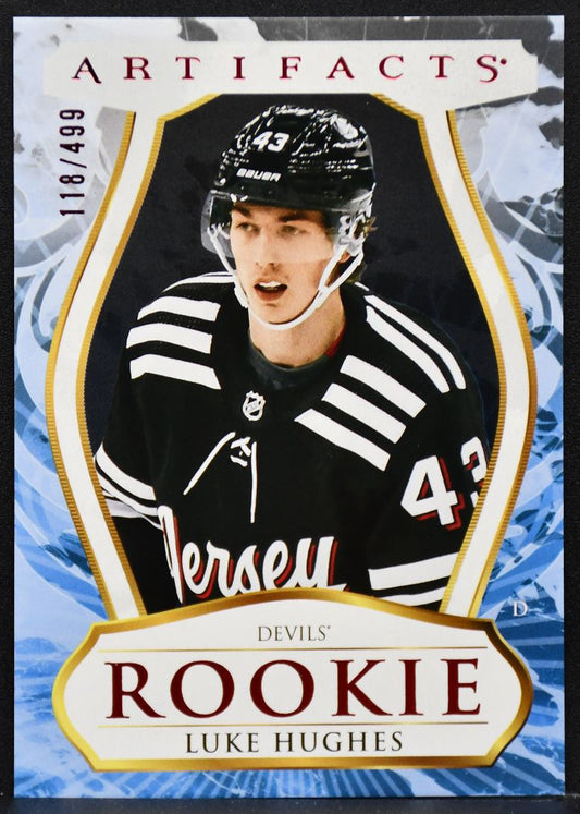 2023-24 UD Artifacts Rookies Ruby Luke Hughes 192 New Jersey Devils RC 118/499 6750