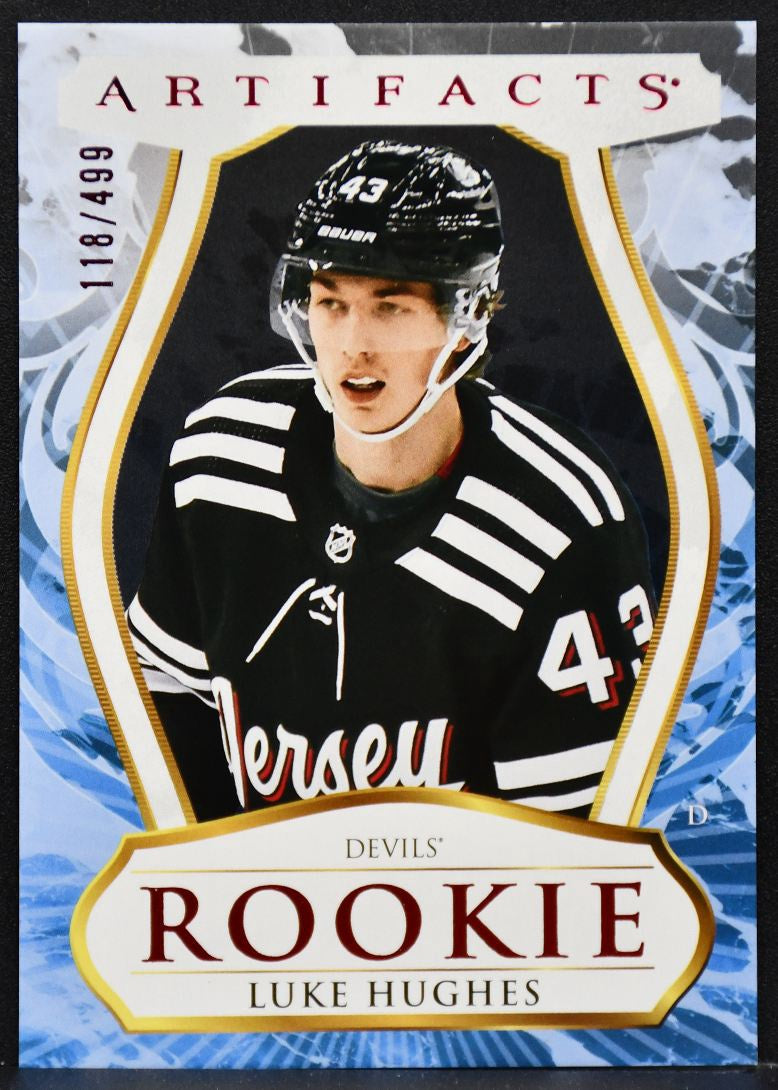 2023-24 UD Artifacts Rookies Ruby Luke Hughes 192 New Jersey Devils RC 118/499 6750
