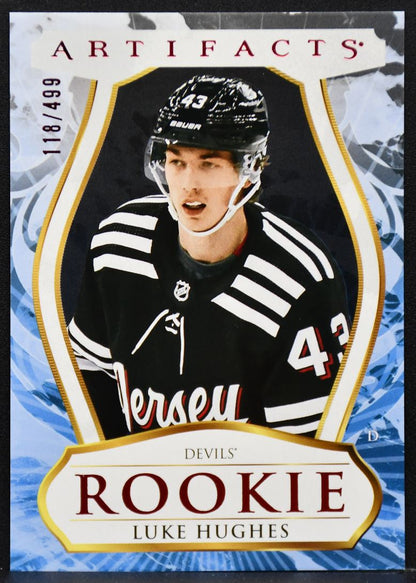 2023-24 UD Artifacts Rookies Ruby Luke Hughes 192 New Jersey Devils RC 118/499 6750