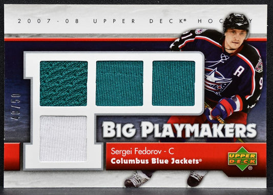 2007-08 UD Series 1 Big Playmakers Sergei Fedorov Blue Jackets 40/50 Jersey 8481