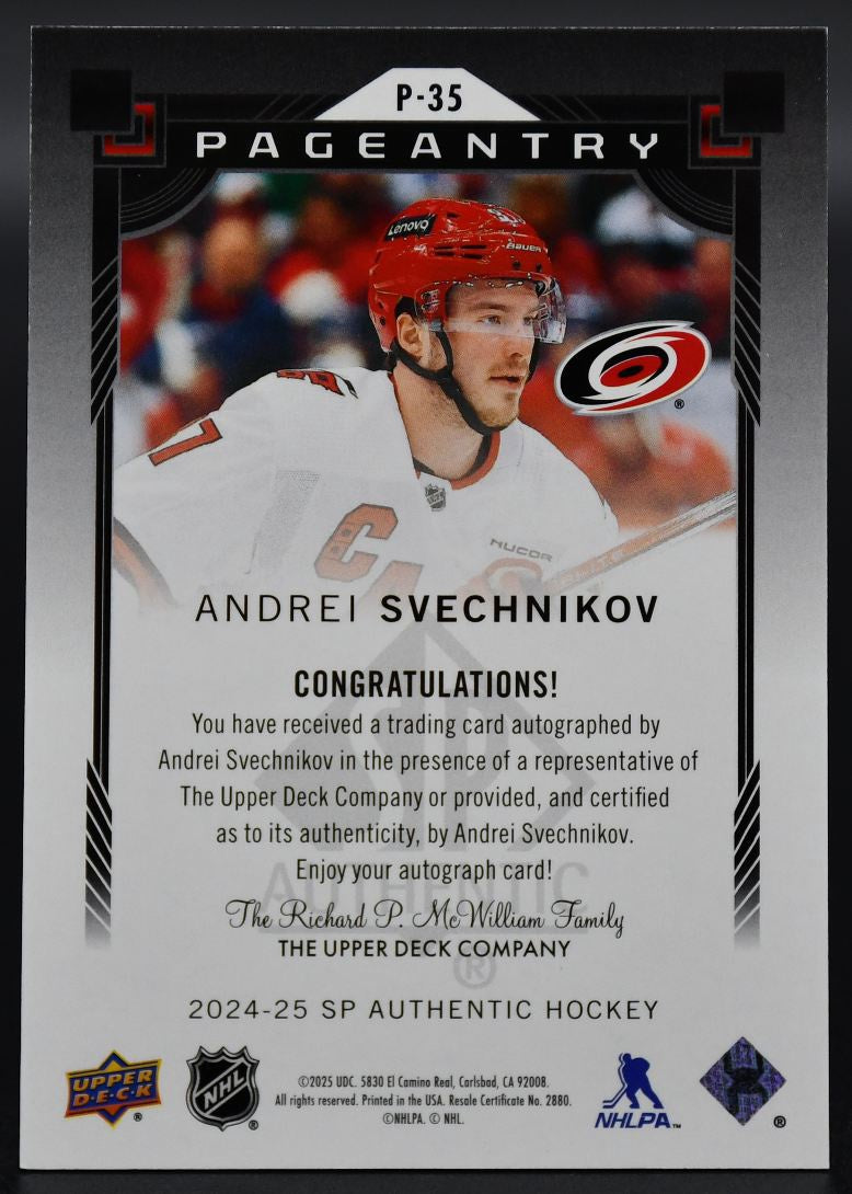 2024-25 SP Authentic Andrei Svechnikov P-35 Carolina Hurricanes Auto
