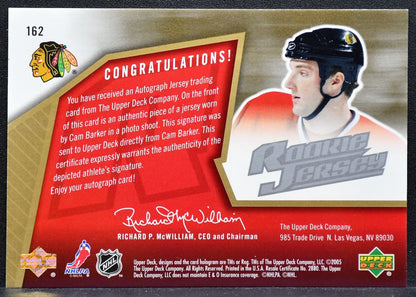 2005-06 SPx Rookie Jersey Signature Cam Barker Blackhawks RC Auto 1399/1499 0965