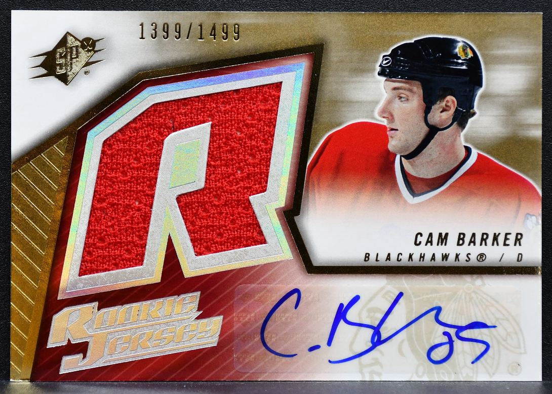2005-06 SPx Rookie Jersey Signature Cam Barker Blackhawks RC Auto 1399/1499 0965