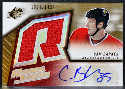 2005-06 SPx Rookie Jersey Signature Cam Barker Blackhawks RC Auto 1399/1499 0965
