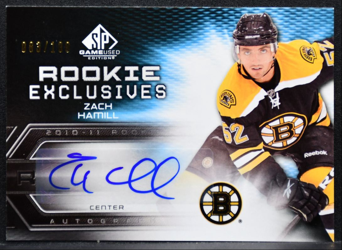 2010-11 SP Game Used Rookie Exclusives Auto Zach Hamill RC Auto 083/100 0109