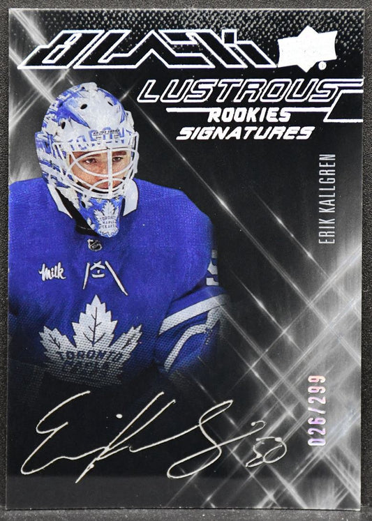 22-23 SPx UD Black Lustrous RC Signatures Kallgren LS-EK Maple Leafs RC /299 5457