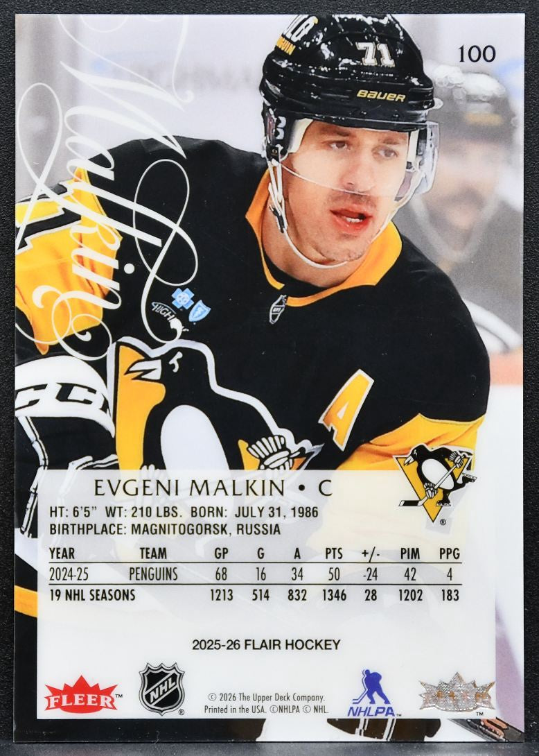 2025-26 Flair Evgeni Malkin 100 Pittsburgh Penguins 5480