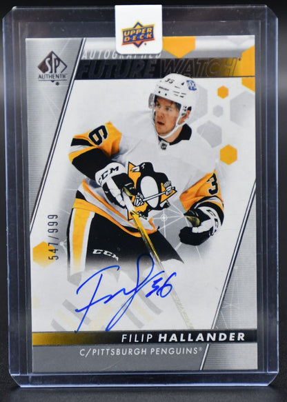 2022-23 SP Authentic Filip Hallander 133 Pittsburgh Penguins RC Auto 547/999