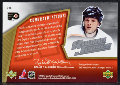 2005-06 SPx Rc Jersey Auto Ben Eager 238 Flyers RC Auto 0582/1999 Jersey 6641