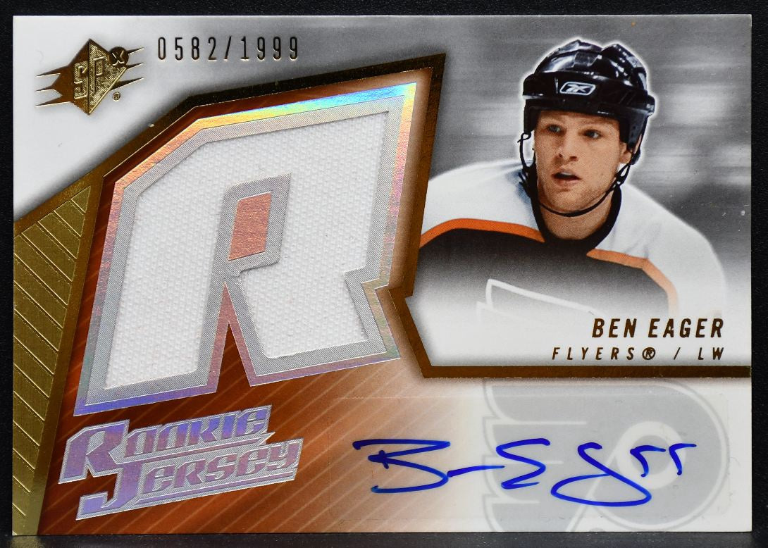 2005-06 SPx Rc Jersey Auto Ben Eager 238 Flyers RC Auto 0582/1999 Jersey 6641