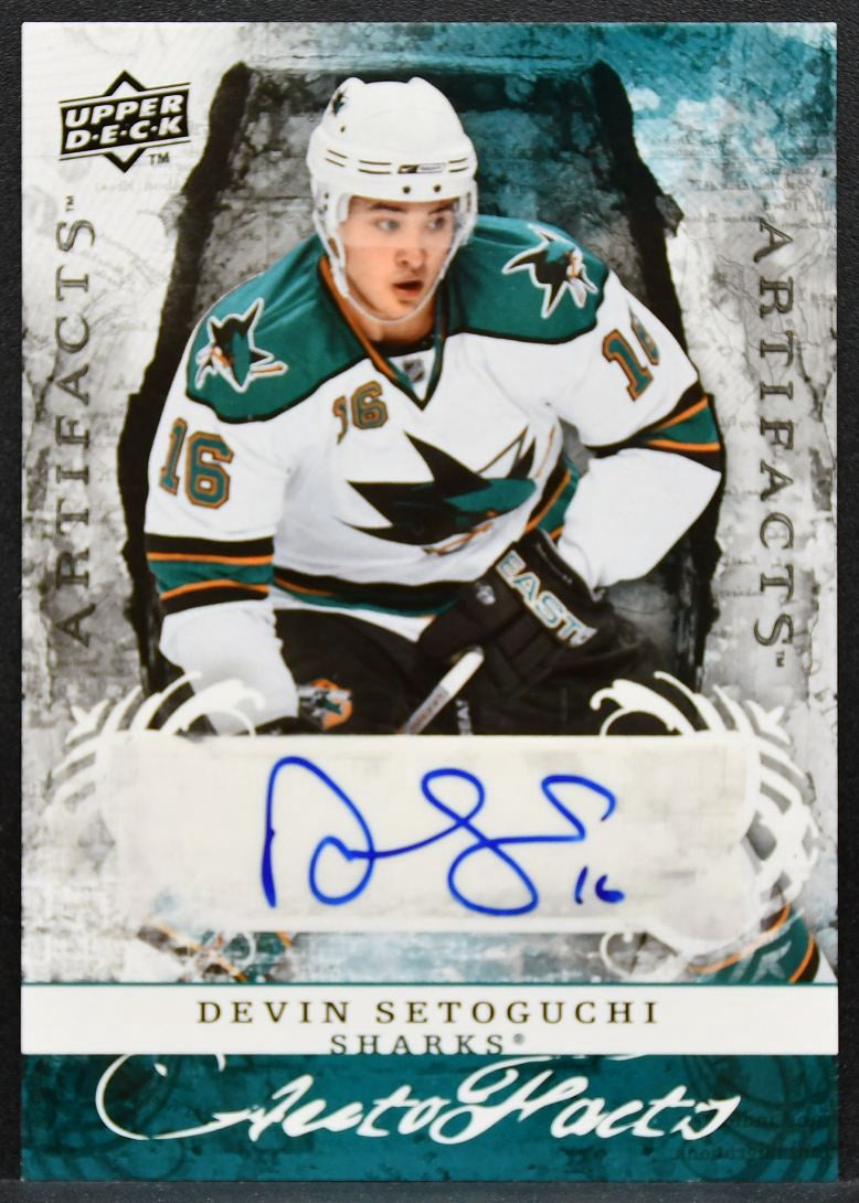 2008-09 Upper Deck Artifacts Auto-Facts Devin Setoguchi AF-SE Sharks Auto 2397