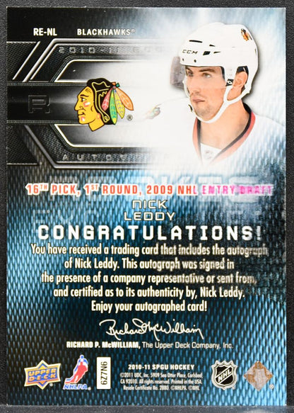 2010-11 SP Game Used Rookie Exclusives Autographs Nick Leddy RC Auto 9967
