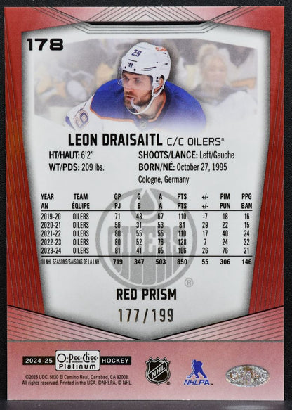 2024-25 O-Pee-Chee Platinum Red Prism Leon Draisaitl 178 Oilers 177/199 1341