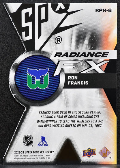 2023-24 SPx Radiance FX Blue Ron Francis RFX-6 Hartford Whalers 186/299 0757