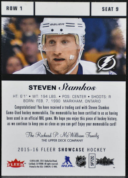 2015-16 Fleer Showcase Flair Steven Stamkos 9 Tampa Bay Lightning Jersey 2218