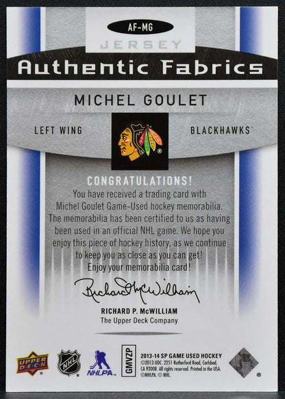 2013-14 SP Game Used Authentic Fabrics Michel Goulet Blackhawks Jersey 5050