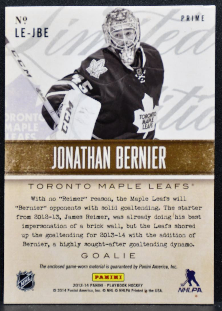 2013-14 Panini Playbook Limited Edition Jonathan Bernier 17/25 Patch 4224