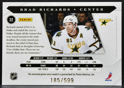 2010-11 Panini Luxury Suite Brad Richards 22 Dallas Stars 185/599 Jersey 9394