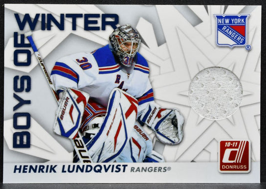 2010-11 Donruss Boys of Winter Henrik Lundqvist 75 New York Rangers Jersey 2419
