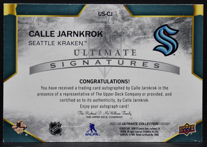 2021-22 UD Ultimate Signatures Calle Jarnkrok US-CJ Seattle Kraken Auto