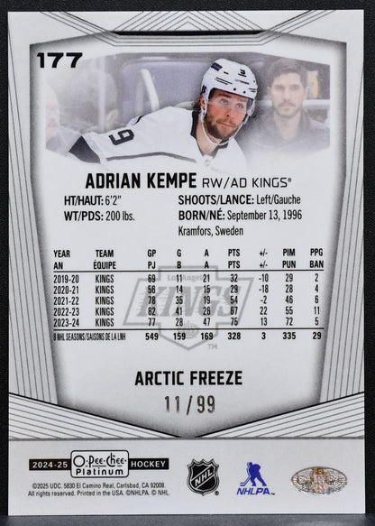 2024-25 O-Pee-Chee Platinum Arctic Freeze Adrian Kempe 177 Kings 11/99 9201