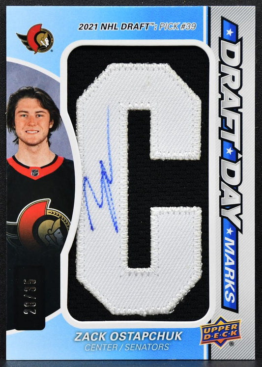 2024-25 SP Game Used Draft Day Marks Zack Ostapchuk RC Auto 28/35 Patch 6070