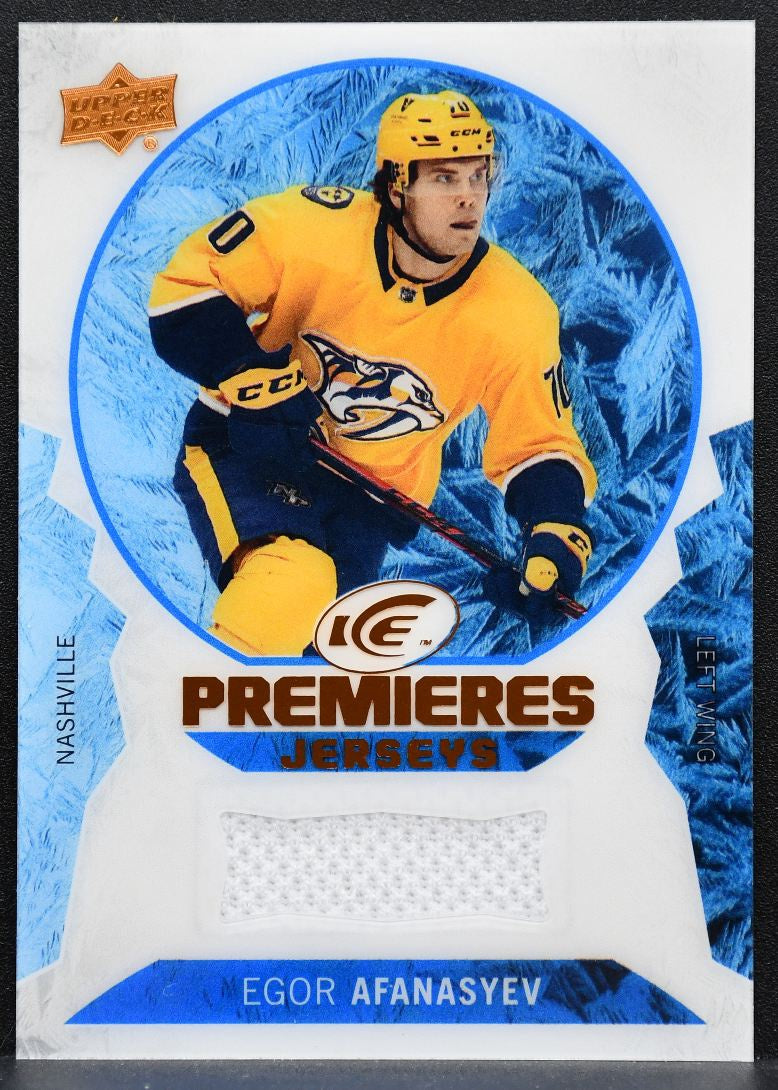 2023-24 UD Ice Premieres Jerseys Egor Afanasyev IPJ-EA Predators RC Jersey 2539