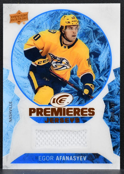 2023-24 UD Ice Premieres Jerseys Egor Afanasyev IPJ-EA Predators RC Jersey 2539