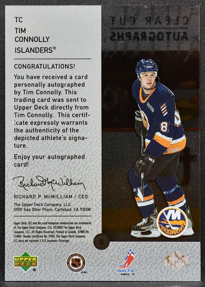 2000-01 Upper Deck Ice Clear Cut Autographs Tim Connolly TC Auto 5065