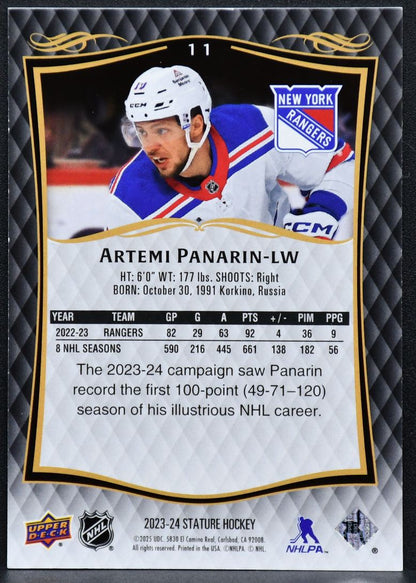 2023-24 Upper Deck Stature Artemi Panarin 11 New York Rangers 1138