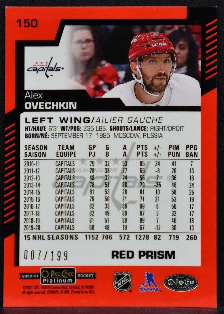 2020-21 O-Pee-Chee Platinum Red Prism Alex Ovechkin 150  007/199
