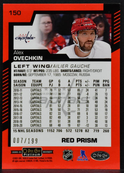 2020-21 O-Pee-Chee Platinum Red Prism Alex Ovechkin 150  007/199
