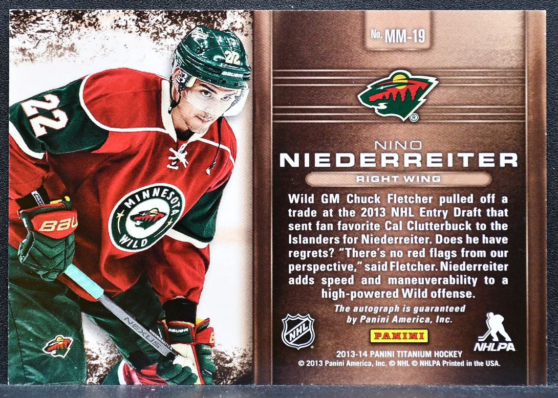 2013-14 Panini Titanium Metallic Marks Bronze Nino Niederreiter Wild Auto 9181