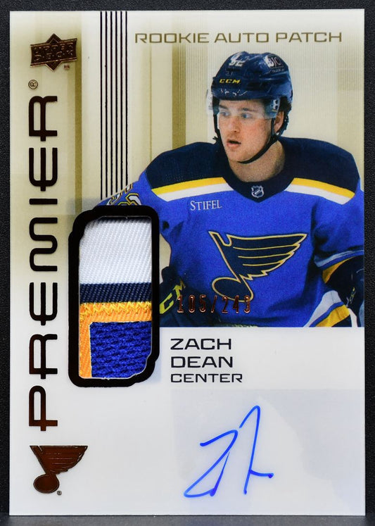 2024-25 UD Premier Acetate Rookie Bronze Auto Patch Zach Dean RC Auto Patch 7910