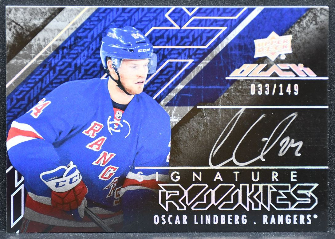 2015-16 UD Black Signature Rc Oscar Lindberg SR-OL Rangers RC Auto 033/149 6344