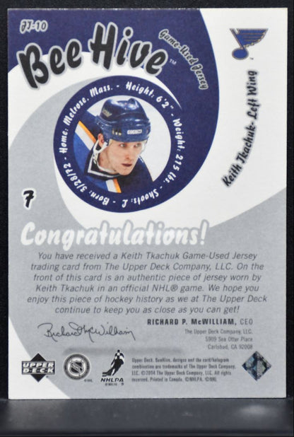 2003-04 Upper Deck Bee Hive Jersey Keith Tkachuk St. Louis Blues Jersey 3490