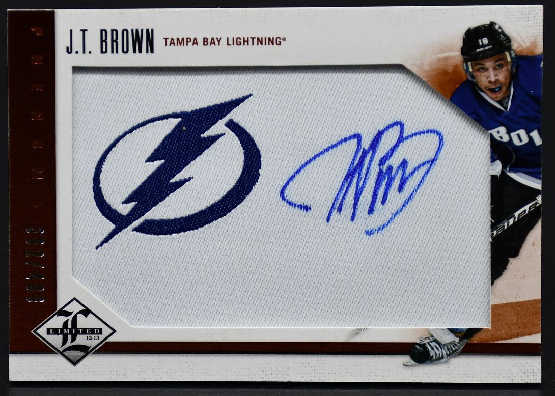 2012-13 Panini Limited J.T. Brown 202 Tampa Bay Lightning Auto 382/499 Patch