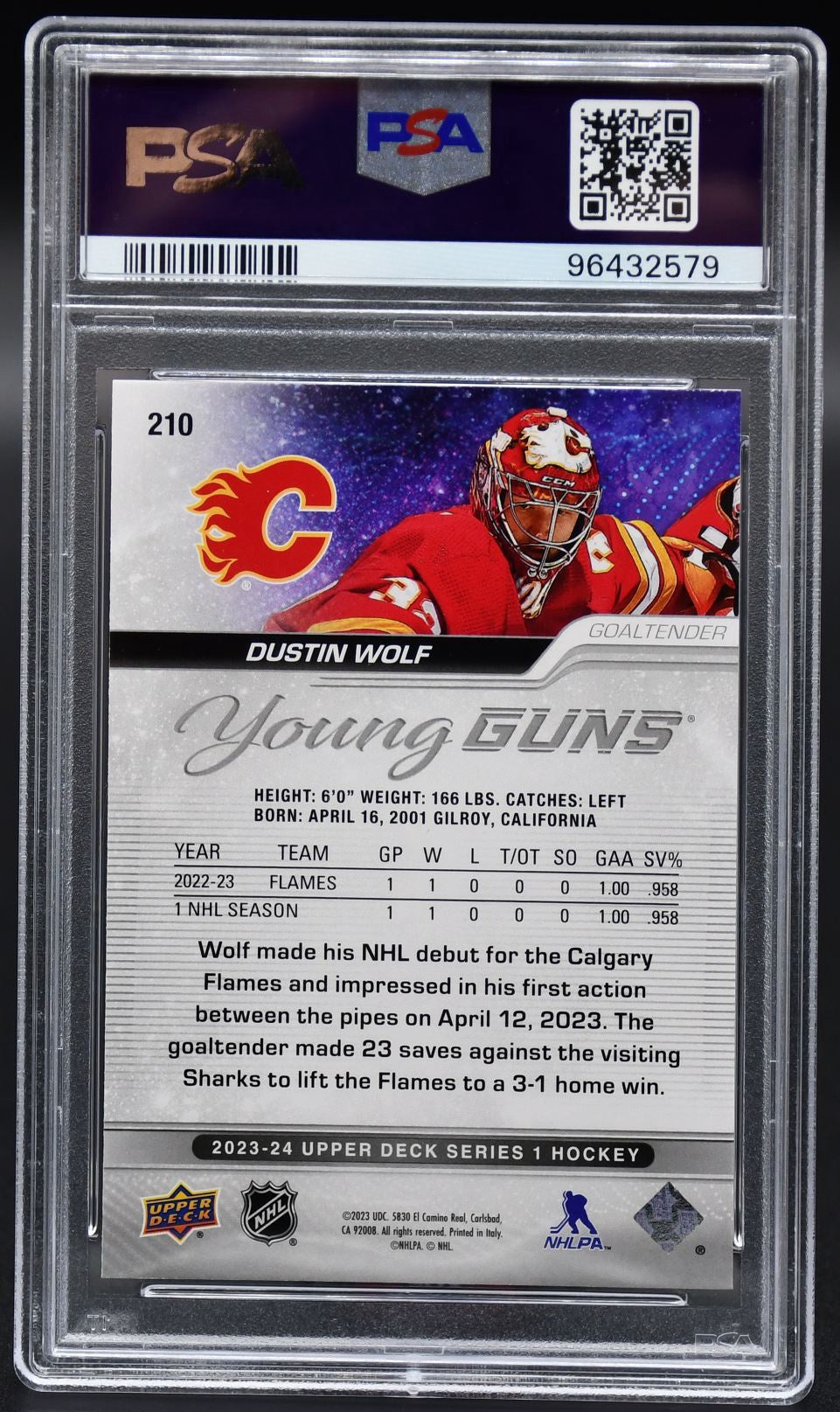 2023-24 UD Series 1 Dustin Wolf 210 Calgary Flames RC