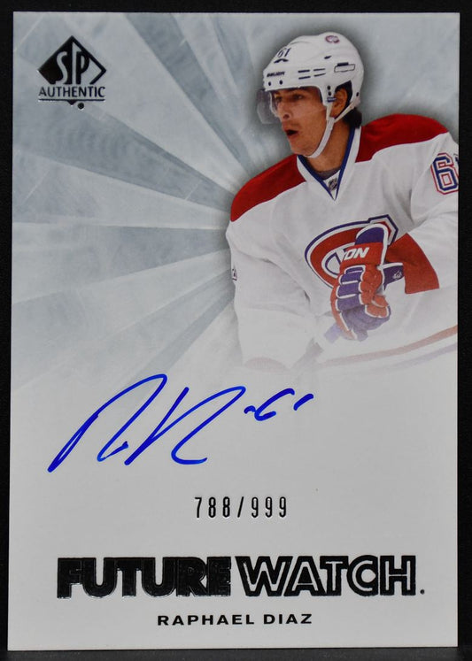 2011-12 SP Authentic Future Watch Auto Raphael Diaz 262 RC Auto 788/999